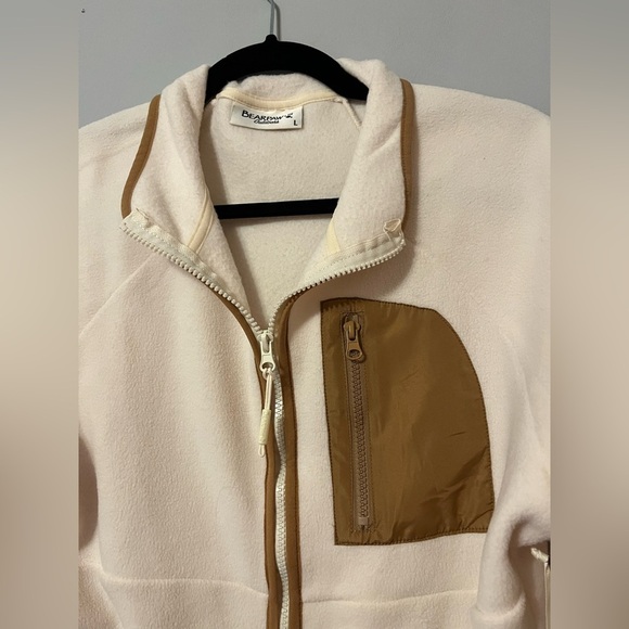 BearPaw NWT Women's Cream and Tan Utility Jacket Size Large - Picture 6 of 9